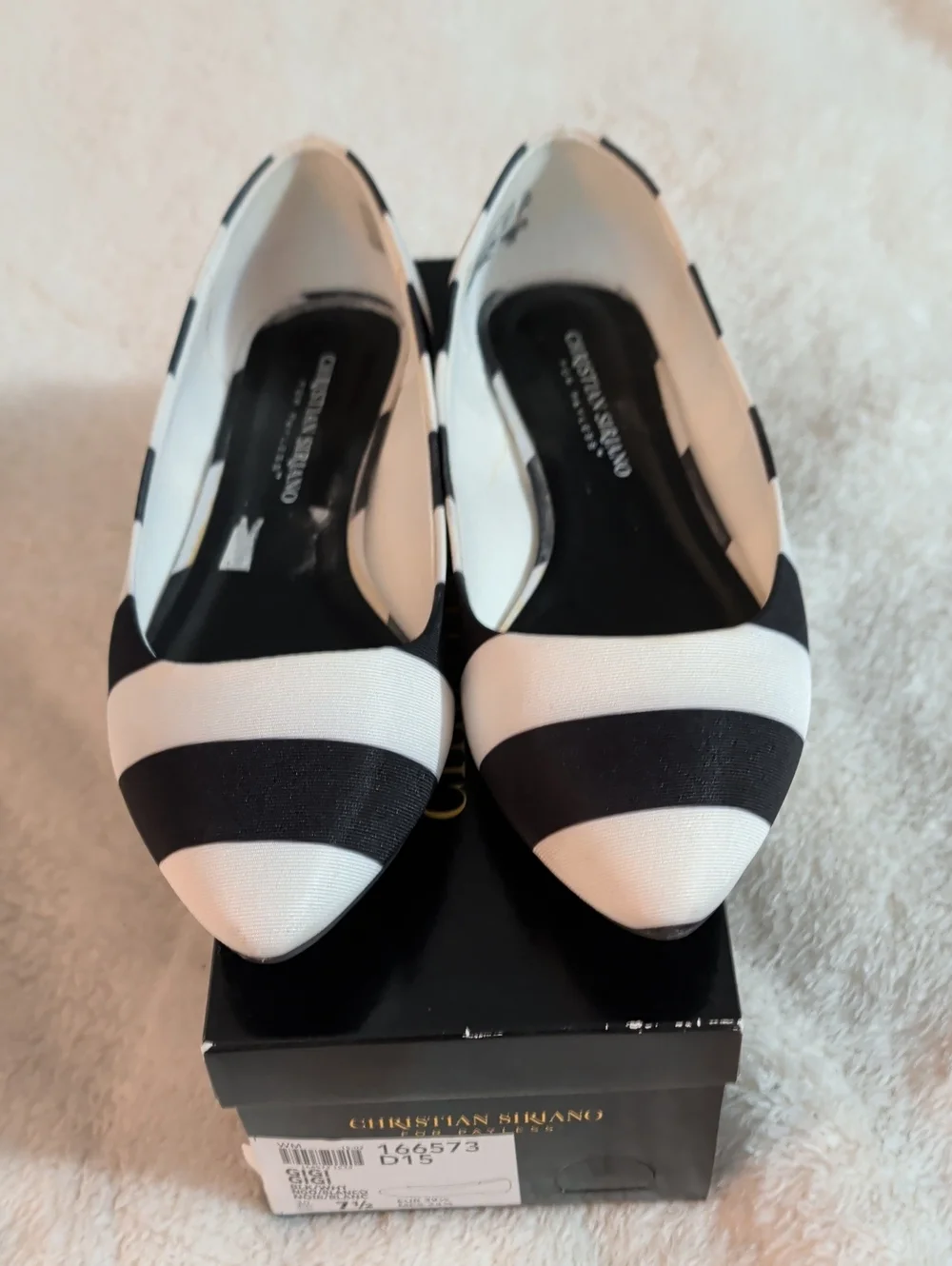 NIB Christian Siriano for Payless Gigi Striped Pointed Toe Flats - Size 7.5
